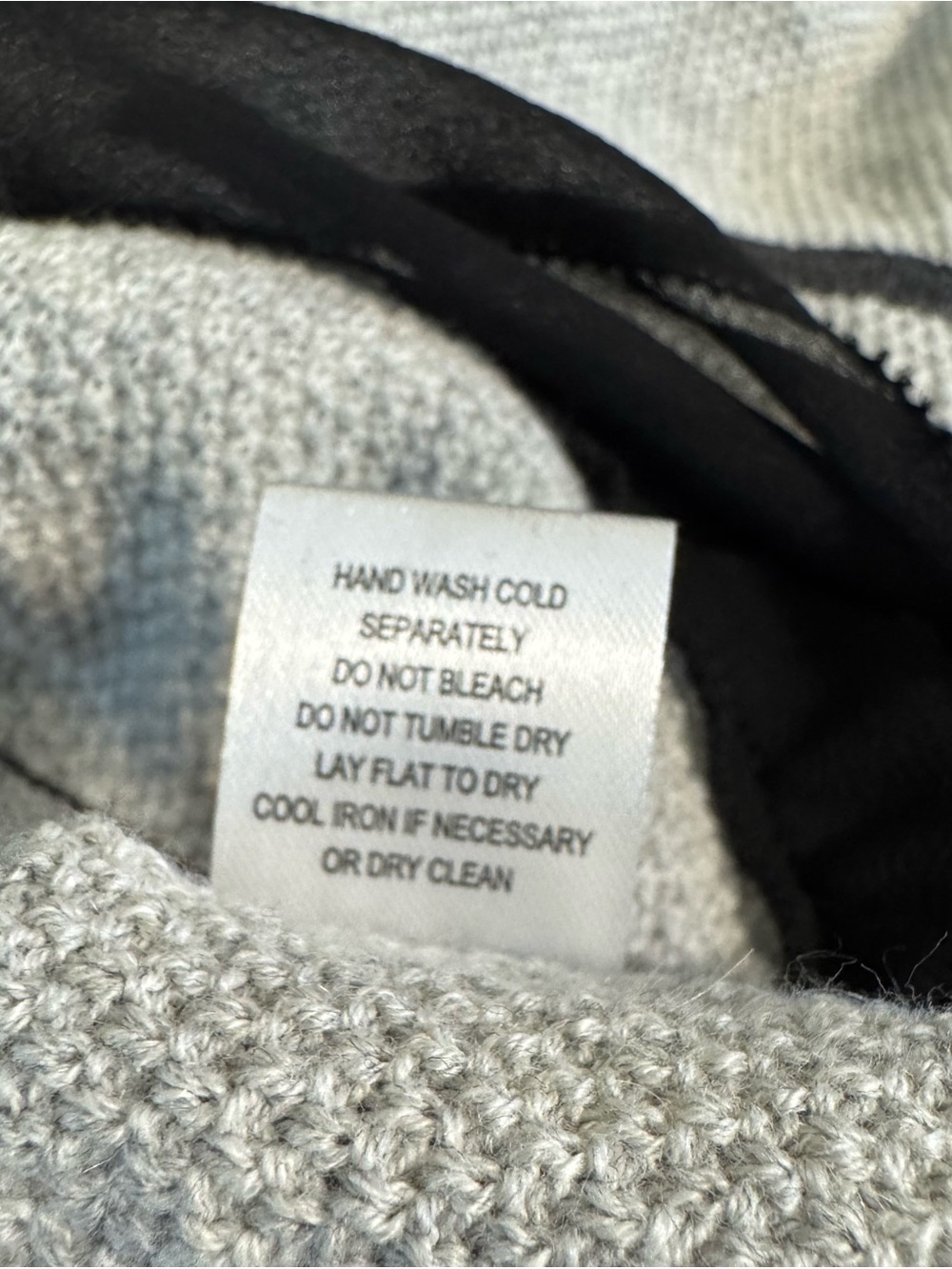 OST New York Cotton Cashmere Gray Geometric Sweater Chiffon Trim Sz L - Picture 9 of 9